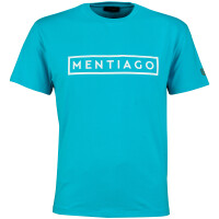 Herren T-Shirt mit gummiertem Logo-Print Türkis L 1