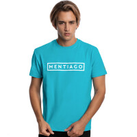 Herren T-Shirt mit gummiertem Logo-Print Türkis L 5