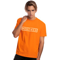 Herren T-Shirt mit gummiertem Logo-Print Orange 2XL 5