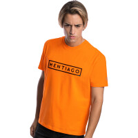 Herren T-Shirt mit gummiertem Logo Orange M 2