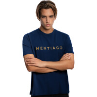 Herren T-Shirt mit MENTIAGO Logo gummiert Navyblau M 1