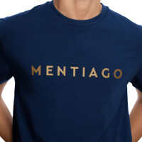 Herren T-Shirt mit MENTIAGO Logo gummiert Navyblau M 4