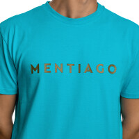 Herren T-Shirt mit MENTIAGO Logo gummiert Türkis XL 5
