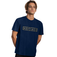 Herren T-Shirt mit gummiertem Print Navyblau 2XL 4