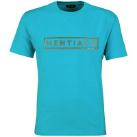 Herren T-Shirt mit gummiertem Print Türkis S 1