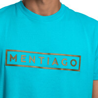 Herren T-Shirt mit gummiertem Print Türkis 3XL 3