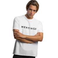 Herren T-Shirt mit beflocktem Logo Weiß L 2