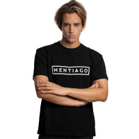 Herren T-Shirt mit beflocktem Print Schwarz M 1