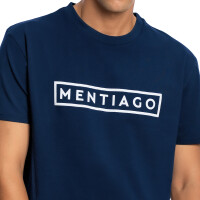 Herren T-Shirt mit beflocktem Print Navyblau S 1