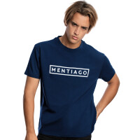 Herren T-Shirt mit beflocktem Print Navyblau 2XL 1