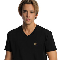 Herren T-Shirt mit V-Ausschnitt Schwarz 3XL 4