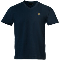Herren T-Shirt mit V-Ausschnitt Navyblau XL 3