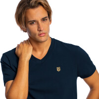 Herren T-Shirt mit V-Ausschnitt Navyblau 3XL 4