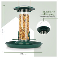 Körner Futtersäule mit XL-Teller für hygienische Vogelfütterung