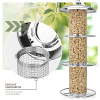 Futterspender für Erdnüsse 35cm, Silber - Edelstahl für Wildvögel 3