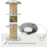 Futterspender für Erdnüsse 35cm, Silber - Edelstahl für Wildvögel 4