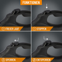 Professionelle Rollleine S für Hunde bis 15kg - 5m Nylon Gurt 5
