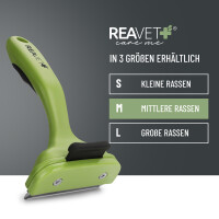REAVET Unterwollkamm M mit Selbstreinigungsknopf für Hunde & Katzen