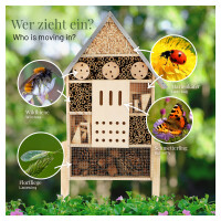 XXL Insektenhotel mit wetterfestem Metalldach aus Kiefernholz