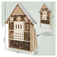 XXL Insektenhotel mit wetterfestem Metalldach aus Kiefernholz