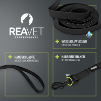 REAVET Schleppleine 5m Schwarz - Kontrollierter Freilauf & Hohe Zugkraft