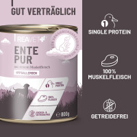 ReaVET Hundenassfutter Ente Pur 6 x 800g - Getreidefrei & Hypoallergen