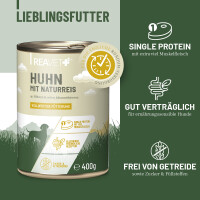 Hundenassfutter - Huhn mit Naturreis an Möhren & roten Johannisbeeren | 6 x 800g