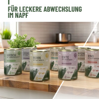 Hundenassfutter - Rind mit Kartoffeln an Erbsen-Möhren-Püree & Apfel | 12 x 400g
