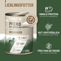 Hundenassfutter - Pferd mit Süßkartoffeln an Pastinaken & Brombeeren | 12 x 800g