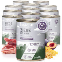 Hundenassfutter - Ziege mit Hirse an Kichererbsen & Pflaume | 12 x 400g