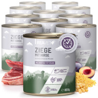 Hundenassfutter - Ziege mit Hirse an Kichererbsen & Pflaume | 12 x 800g