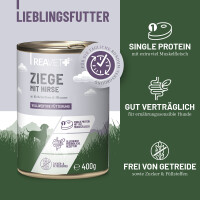 Hundenassfutter - Ziege mit Hirse an Kichererbsen & Pflaume | 12 x 800g