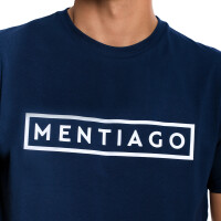 Herren T-Shirt mit gummiertem Logo-Print Navyblau 4
