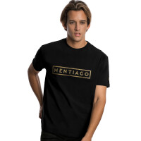 Herren T-Shirt mit gummiertem Print Schwarz 3