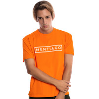 Herren T-Shirt mit beflocktem Print Orange 4